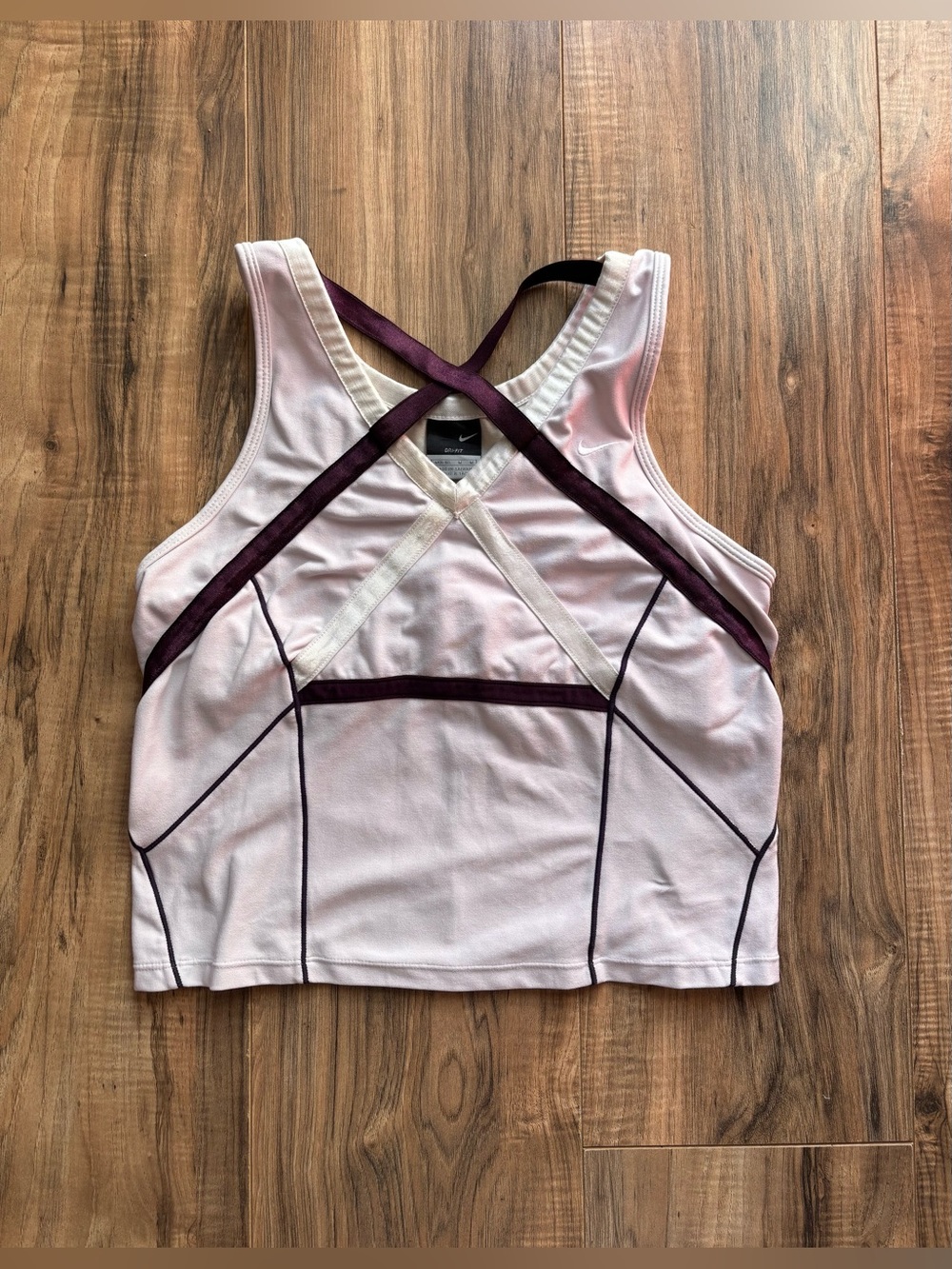 VTG Y2K Nike Dri-FIT Panel Geometric Cropped Tank Top M Lilac & Plum